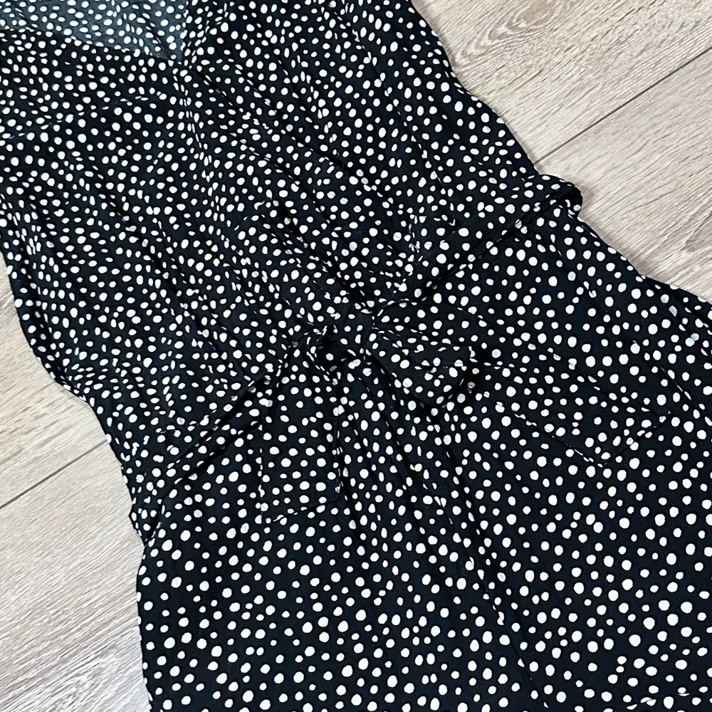 Loft Polka Dot Mock Wrap Tie Front Romper - Picture 7 of 13